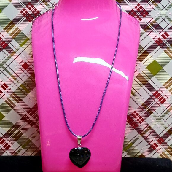 NWOT Fashion Necklace Purple Starry Patterned Heart Pendant Jewelry #28 - Picture 3 of 7